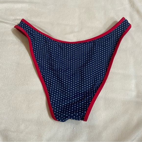 New! Frankie's Bikinis golden hour Navy Polka Dot Bikini Bottom 1515 - Picture 6 of 9